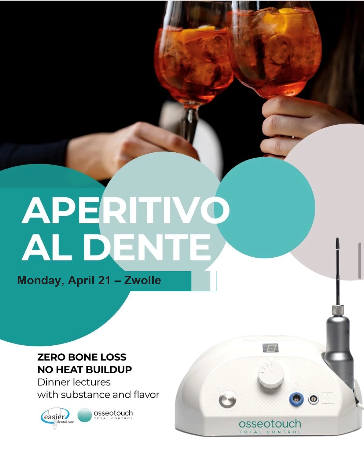 Locandina Aperitivo Magnetodinamico — Zwolle, 21 aprile 2026, presentazione chirurgia magnetodinamica con Magnetic Mallet