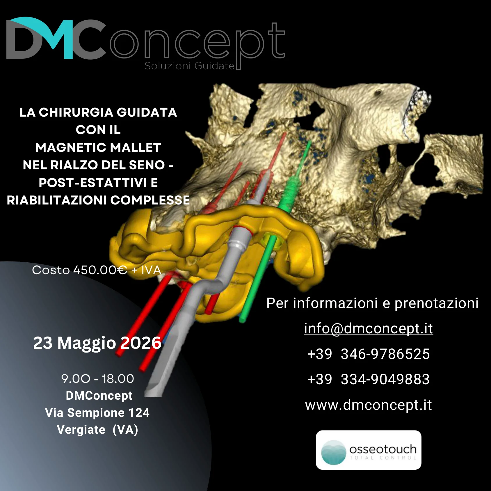 Locandina Corso Chirurgia Guidata con Magnetic Mallet — Dr. Tardani, 23 maggio 2026, Vergiate