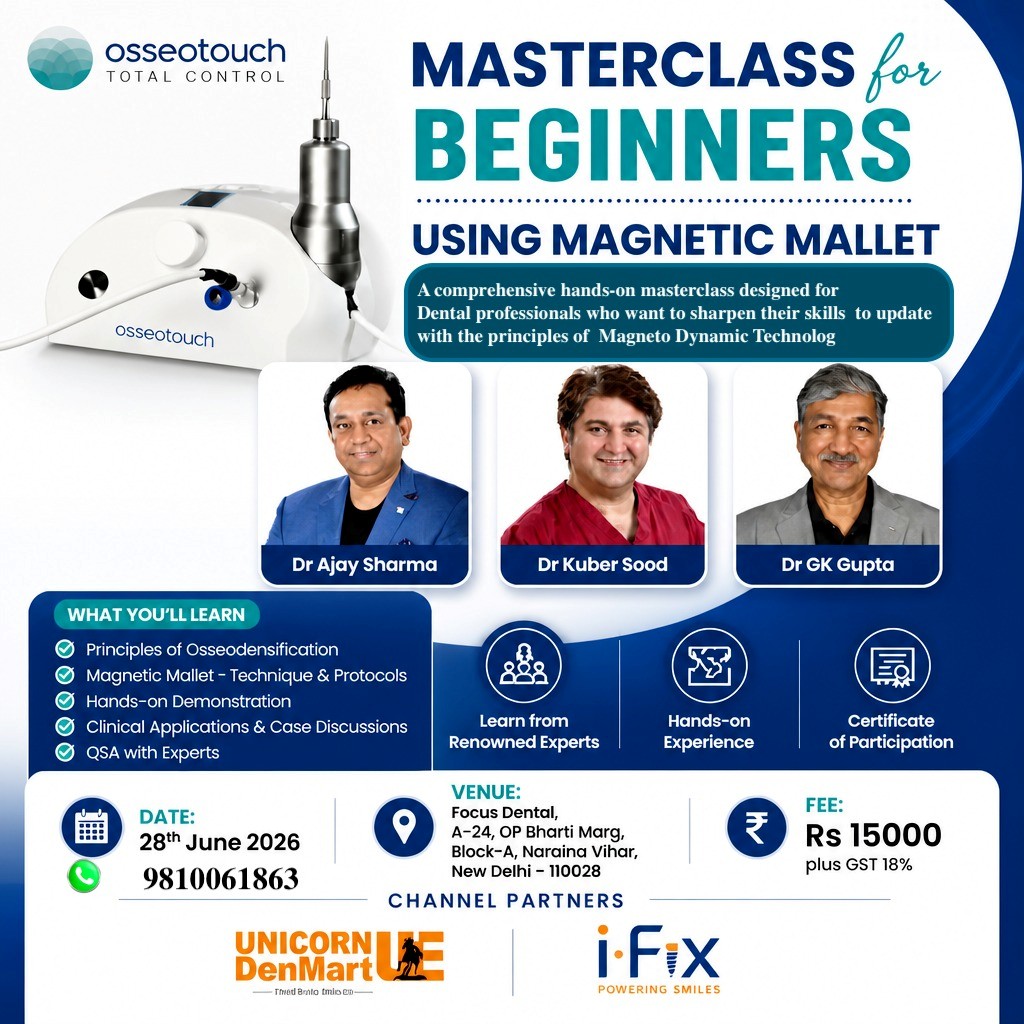 Masterclass for Beginners using Magnetic Mallet — Dr. Ajay Sharma, Dr. Kuber Sood, Dr. GK Gupta · 28 June 2026 · New Delhi, India