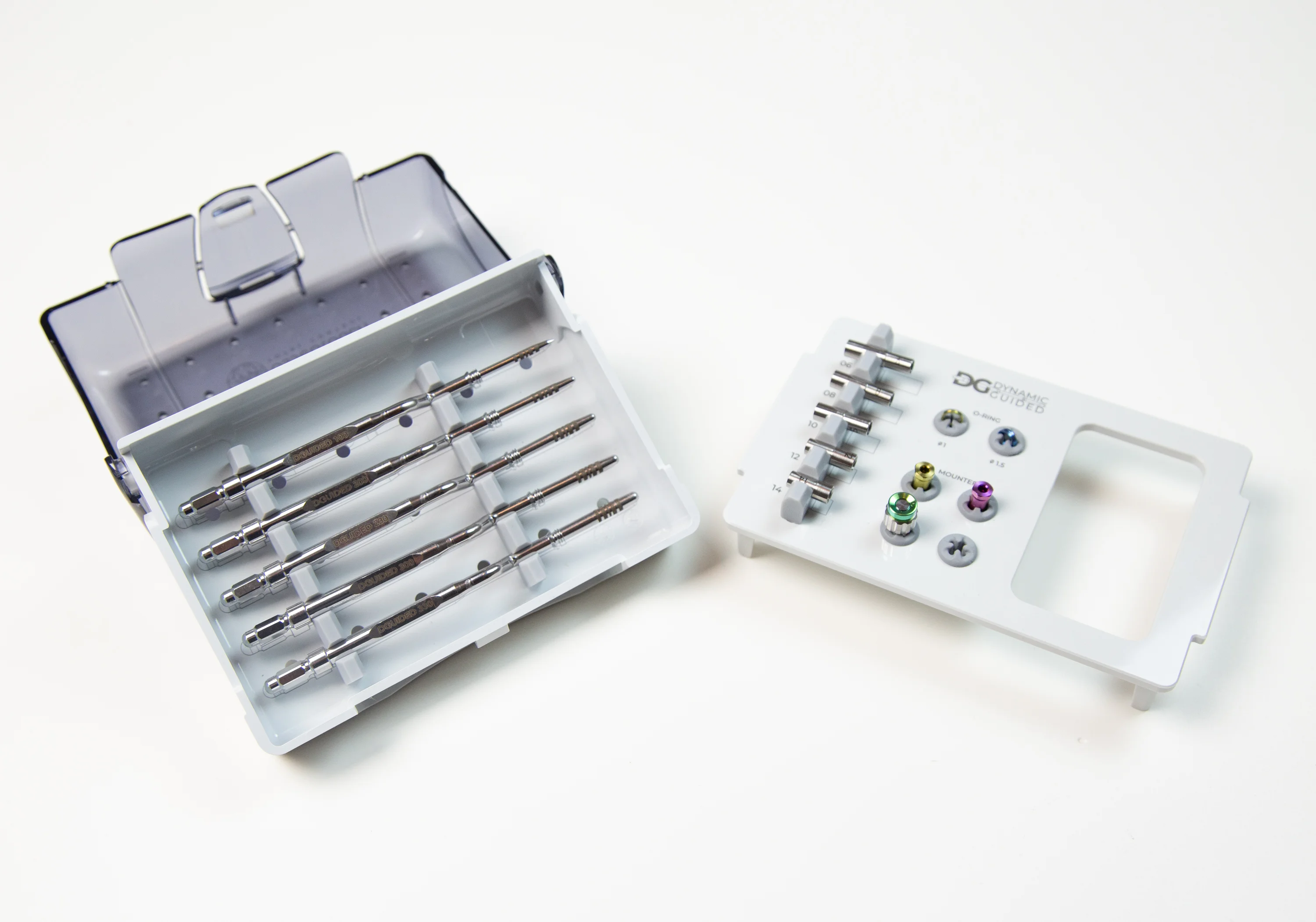 Kit Dynamic Guided open — DGUIDED osteotomes, calibrated stops, fork adapter for digital surgical guides