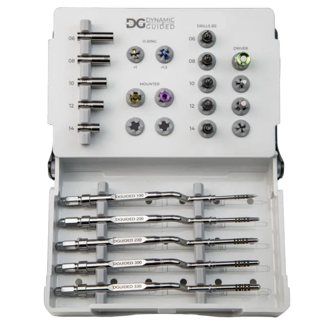 Kit Dynamic Guided OSSEOTOUCH aperto con osteotomi e stop per chirurgia guidata magnetodinamica